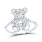 10K White Gold Diamond Fashion Teddy Bear Women's Ring 1/2 Cttw - Splendid Jewellery