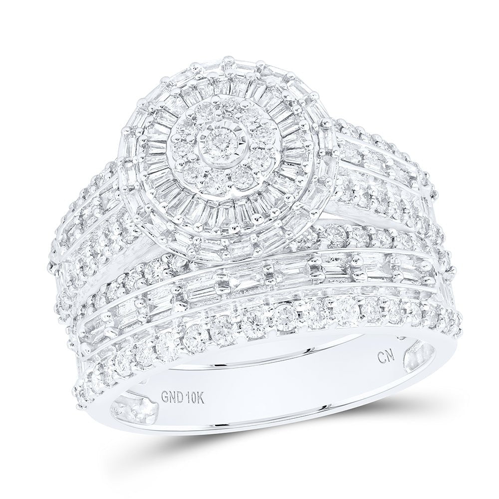 10K White Gold Diamond Fashion Trio Ring Set 1 3/4 Cttw - Splendid Jewellery