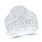 10K White Gold Diamond Fashion Trio Ring Set 1 3/4 Cttw - Splendid Jewellery