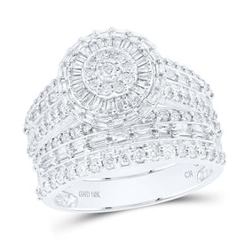 10K White Gold Diamond Fashion Trio Ring Set 1 3/4 Cttw - Splendid Jewellery