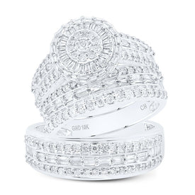10K White Gold Diamond Fashion Trio Ring Set 1 3/4 Cttw - Splendid Jewellery