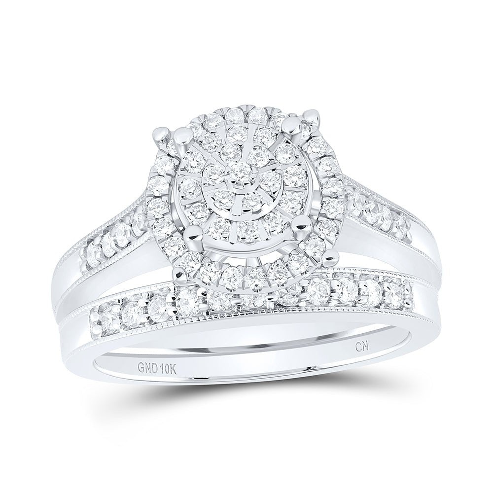 10K White Gold Diamond Fashion Trio Ring Set 1 Cttw - Splendid Jewellery