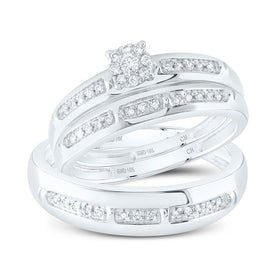 10K White Gold Diamond Fashion Trio Ring Set 1/4 Cttw - Splendid Jewellery
