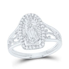 10K White Gold Diamond Fashion Virgin Mother Mary Women's Ring 1/5 Cttw - Splendid Jewellery