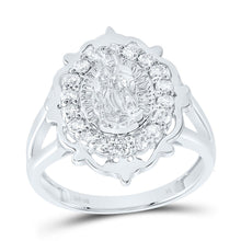 Load image into Gallery viewer, 10K White Gold Diamond Fashion Virgin Mother Mary Women's Ring 3/8 Cttw - Splendid Jewellery