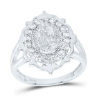 10K White Gold Diamond Fashion Virgin Mother Mary Women's Ring 3/8 Cttw - Splendid Jewellery