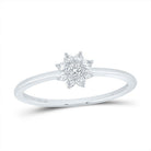 10K White Gold Diamond Flower Fashion Women's Ring 1/10 Cttw - Splendid Jewellery