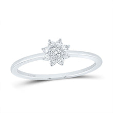 Load image into Gallery viewer, 10K White Gold Diamond Flower Fashion Women's Ring 1/10 Cttw - Splendid Jewellery