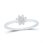 10K White Gold Diamond Flower Fashion Women's Ring 1/10 Cttw - Splendid Jewellery