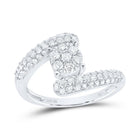 10K White Gold Diamond Flower Ring 3/4 Cttw - Splendid Jewellery