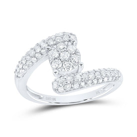 10K White Gold Diamond Flower Ring 3/4 Cttw - Splendid Jewellery