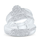 10K White Gold Diamond Flower Trio Ring Set 1/2 Cttw - Splendid Jewellery