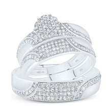 Load image into Gallery viewer, 10K White Gold Diamond Flower Trio Ring Set 1/2 Cttw - Splendid Jewellery