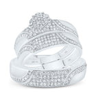 10K White Gold Diamond Flower Trio Ring Set 1/2 Cttw - Splendid Jewellery
