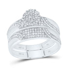 10K White Gold Diamond Flower Trio Ring Set 1/2 Cttw - Splendid Jewellery