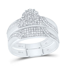 Load image into Gallery viewer, 10K White Gold Diamond Flower Trio Ring Set 1/2 Cttw - Splendid Jewellery