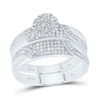 10K White Gold Diamond Flower Trio Ring Set 1/2 Cttw - Splendid Jewellery