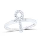 10K White Gold Diamond Gift Ankh Cross Ring 1/10 Cttw - Splendid Jewellery
