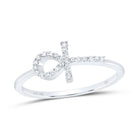 10K White Gold Diamond Gift Ankh Cross Ring 1/10 Cttw - Splendid Jewellery