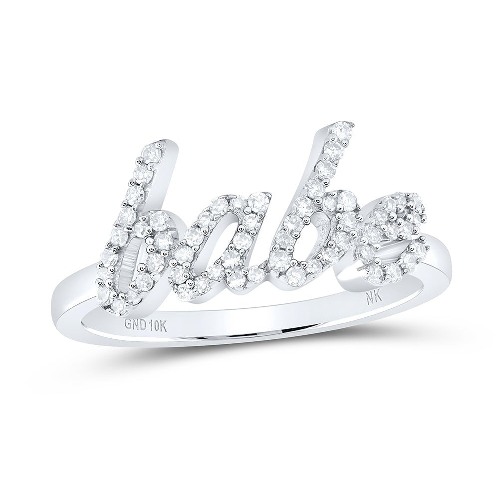 10K White Gold Diamond Gift Babe Ring 1/4 Cttw - Splendid Jewellery