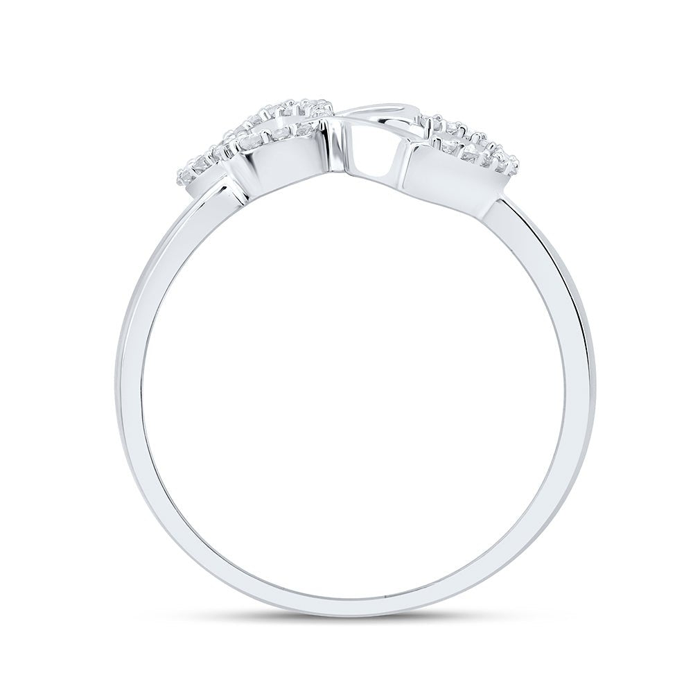10K White Gold Diamond Gift Butterfly Heart Ring 1/10 Cttw - Splendid Jewellery