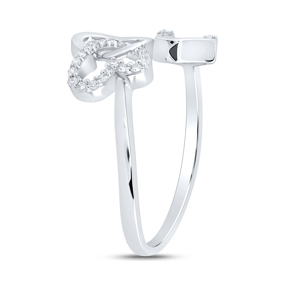 10K White Gold Diamond Gift Butterfly Heart Ring 1/10 Cttw - Splendid Jewellery