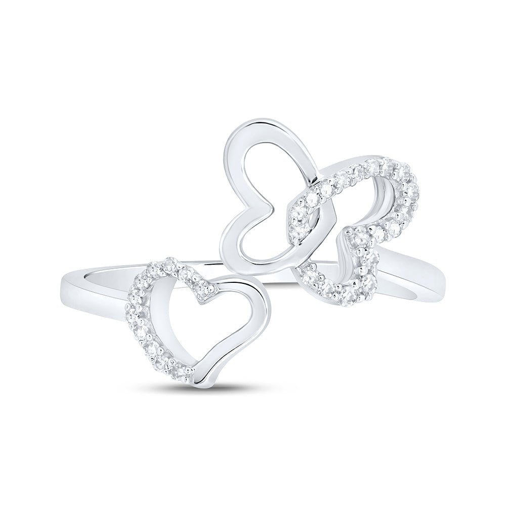 10K White Gold Diamond Gift Butterfly Heart Ring 1/10 Cttw - Splendid Jewellery