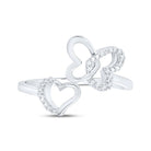 10K White Gold Diamond Gift Butterfly Heart Ring 1/10 Cttw - Splendid Jewellery