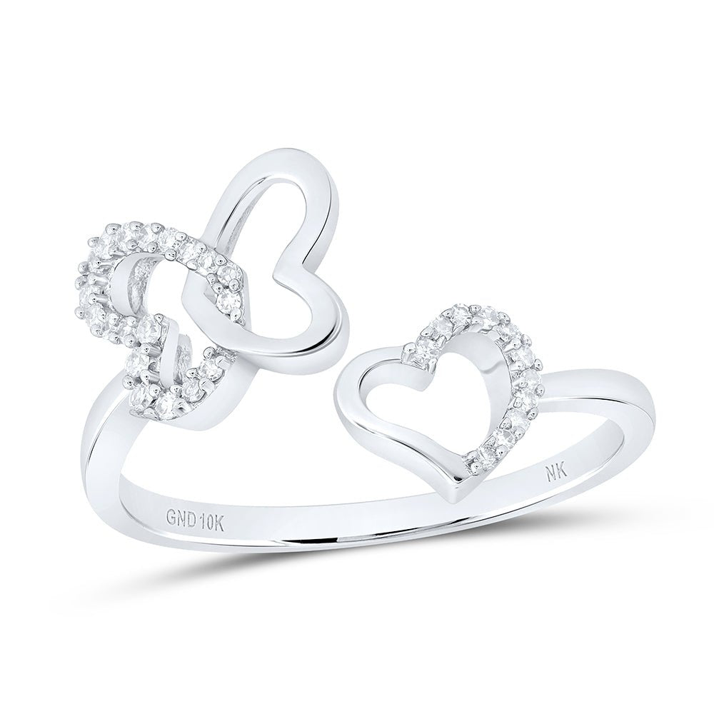 10K White Gold Diamond Gift Butterfly Heart Ring 1/10 Cttw - Splendid Jewellery