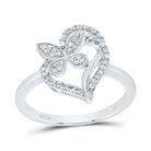 10K White Gold Diamond Gift Butterfly Heart Ring 1/4 Cttw - Splendid Jewellery