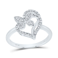 Load image into Gallery viewer, 10K White Gold Diamond Gift Butterfly Heart Ring 1/4 Cttw - Splendid Jewellery