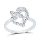 10K White Gold Diamond Gift Butterfly Heart Ring 1/4 Cttw - Splendid Jewellery