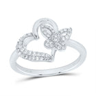 10K White Gold Diamond Gift Butterfly Heart Ring 1/5 Cttw - Splendid Jewellery
