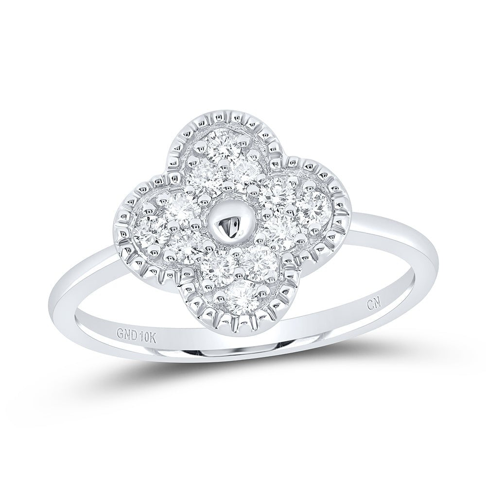 10K White Gold Diamond Gift Clover Ring 1/3 Cttw - Splendid Jewellery