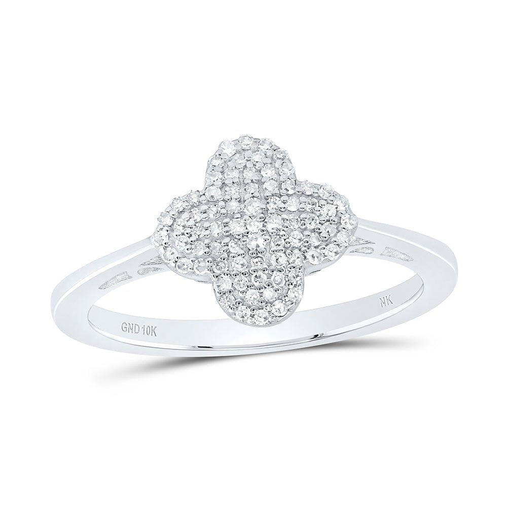 10K White Gold Diamond Gift Clover Ring 1/5 Cttw - Splendid Jewellery