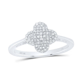 10K White Gold Diamond Gift Clover Ring 1/5 Cttw - Splendid Jewellery