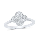 10K White Gold Diamond Gift Clover Ring 1/5 Cttw - Splendid Jewellery
