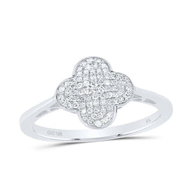 10K White Gold Diamond Gift Clover Ring 1/5 Cttw - Splendid Jewellery