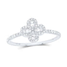 10K White Gold Diamond Gift Clover Women's Ring 1/3 Cttw - Splendid Jewellery