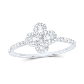 10K White Gold Diamond Gift Clover Women's Ring 1/3 Cttw - Splendid Jewellery