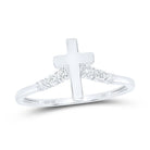 10K White Gold Diamond Gift Cross Ring 1/10 Cttw - Splendid Jewellery