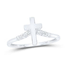 10K White Gold Diamond Gift Cross Ring 1/10 Cttw - Splendid Jewellery