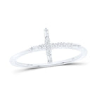 10K White Gold Diamond Gift Cross Ring 1/10 Cttw - Splendid Jewellery