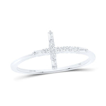 Load image into Gallery viewer, 10K White Gold Diamond Gift Cross Ring 1/10 Cttw - Splendid Jewellery