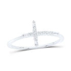 10K White Gold Diamond Gift Cross Ring 1/10 Cttw - Splendid Jewellery