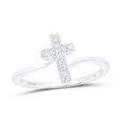 10K White Gold Diamond Gift Cross Ring 1/12 Cttw - Splendid Jewellery