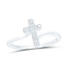 Load image into Gallery viewer, 10K White Gold Diamond Gift Cross Ring 1/12 Cttw - Splendid Jewellery