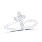 10K White Gold Diamond Gift Cross Ring 1/12 Cttw - Splendid Jewellery