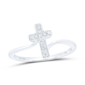 10K White Gold Diamond Gift Cross Ring 1/12 Cttw - Splendid Jewellery