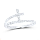 10K White Gold Diamond Gift Cross Ring 1/6 Cttw - Splendid Jewellery
